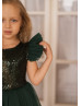 Feifei Sleeves Emerald Sequin Tulle Chic Flower Girl Dress